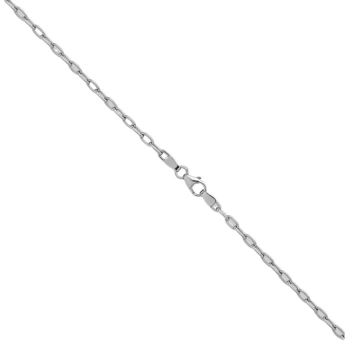 14K Solid White Gold 2.9mm Oval Cable Rolo Link Chain Belcher Necklace