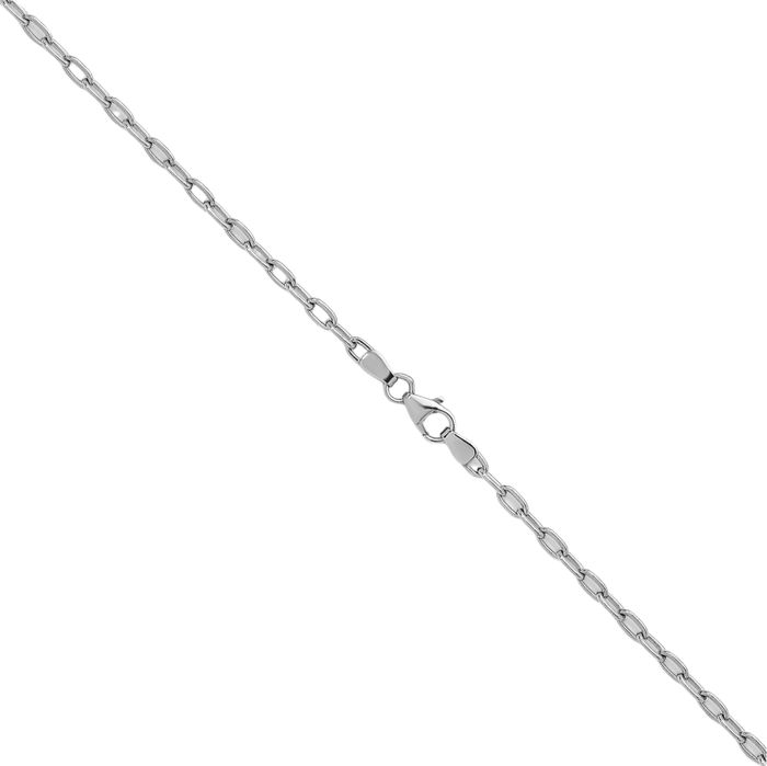 14K Solid White Gold 2.9mm Oval Cable Rolo Link Chain Belcher Necklace