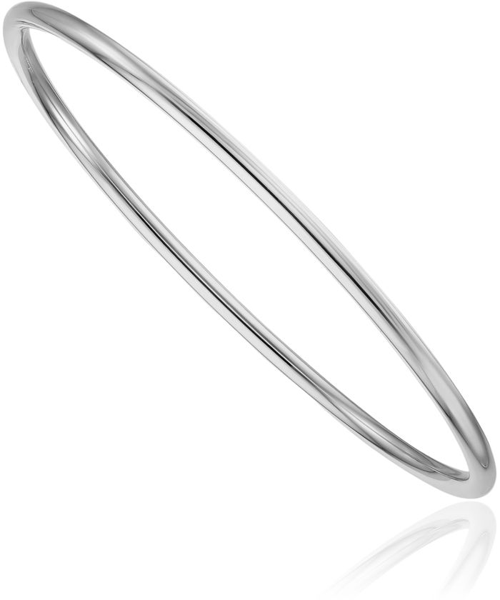 14K Solid White Gold 2.9mm Slip On Bangle Bracelet