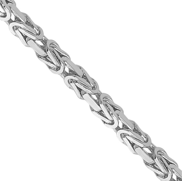 14K Solid White Gold 2mm Byzantine Link Chain Necklace