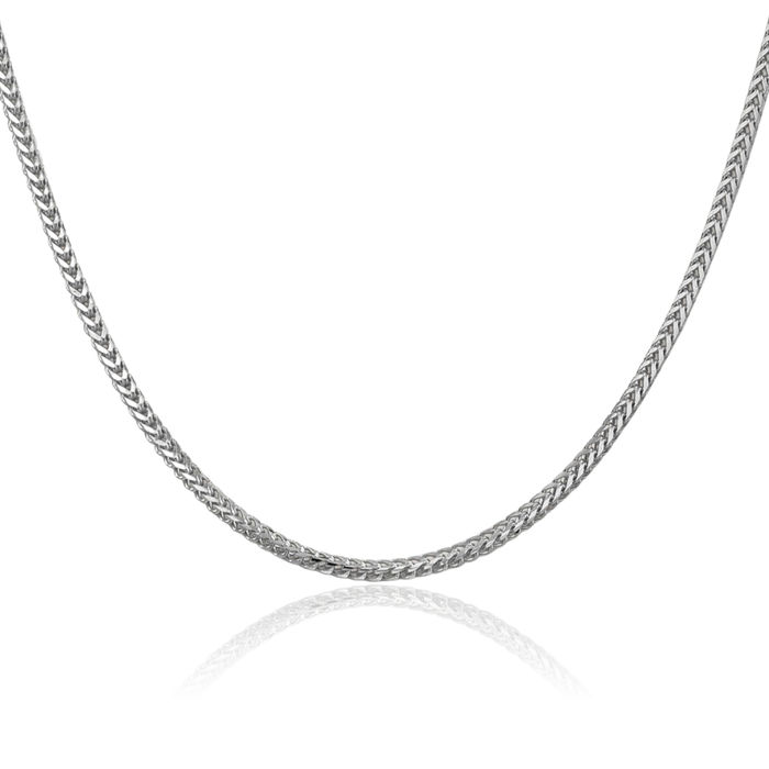 14K Solid White Gold 2mm Franco Link Chain Necklace