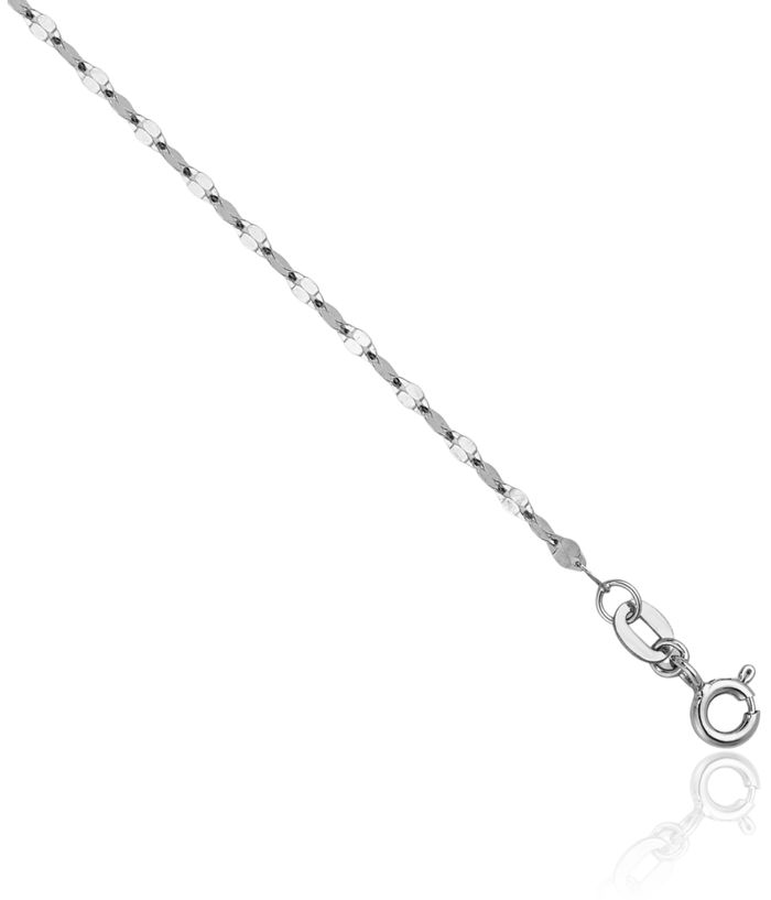 14K Solid White Gold 2mm Link Chain Necklace