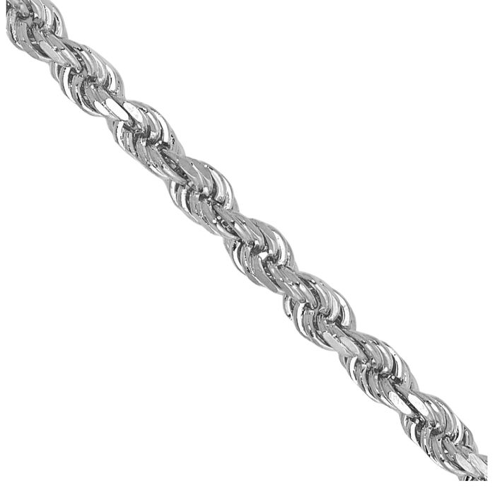 14K Solid White Gold 2mm Rope Chain Twisted Link Necklace