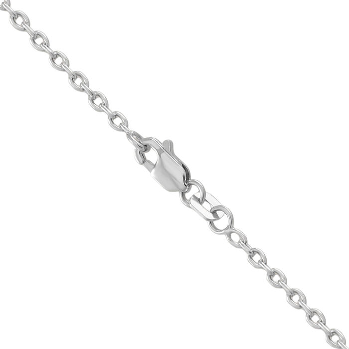 14K Solid White Gold 2mm Round Cable Rolo Link Chain Belcher Necklace