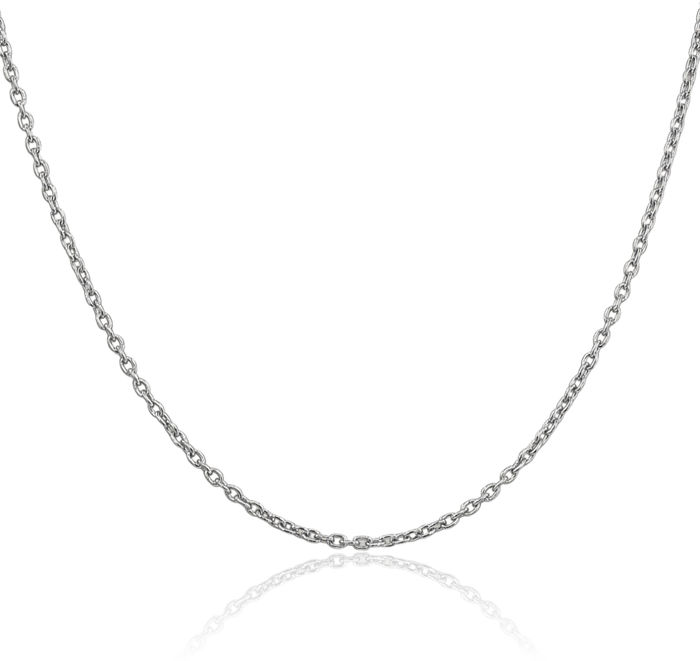 14K Solid White Gold 2mm Round Cable Rolo Link Chain Belcher Necklace