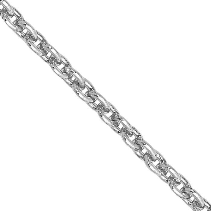 14K Solid White Gold 2mm Round Cable Rolo Link Chain Belcher Necklace