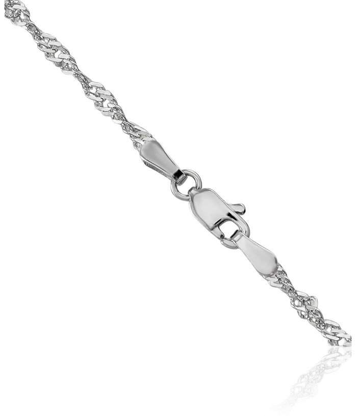 14K Solid White Gold 2mm Singapore Chain Necklace