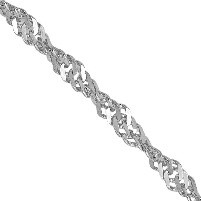 14K Solid White Gold 2mm Singapore Chain Necklace