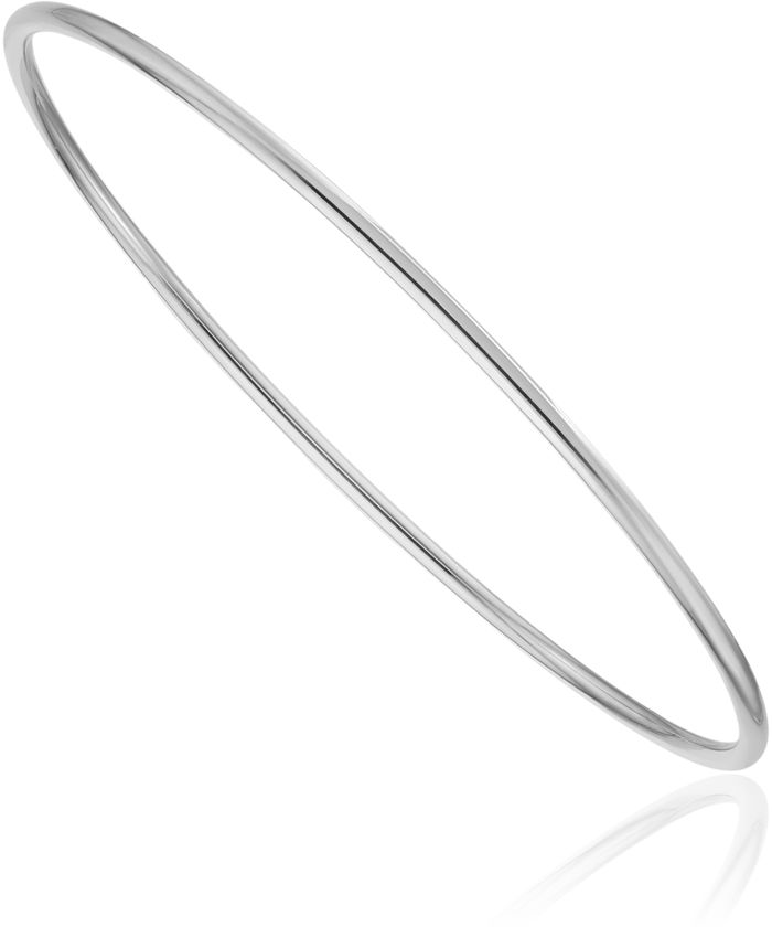 14K Solid White Gold 2mm Slip On Bangle Bracelet