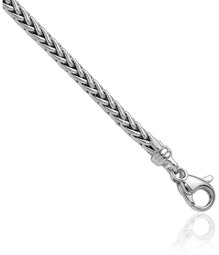 14K Solid White Gold 3.1mm Spiga Wheat Link Chain Necklace