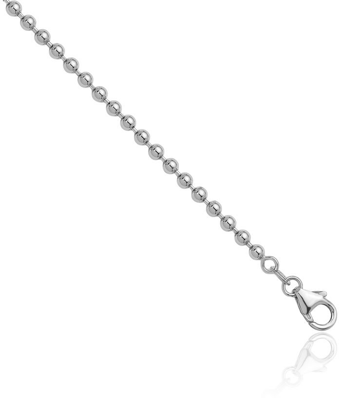 14K Solid White Gold 3.2mm Beaded Ball Chain Necklace