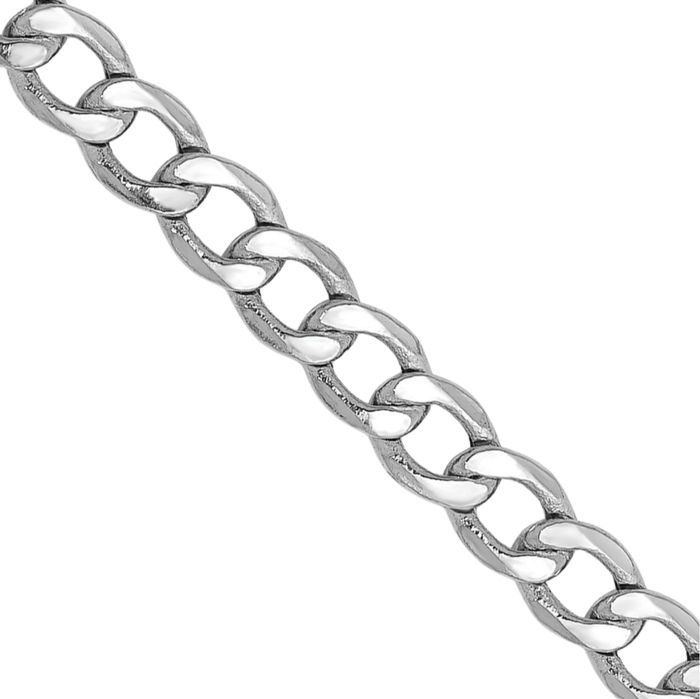 14K Solid White Gold 3.35mm Curb Link Chain Necklace