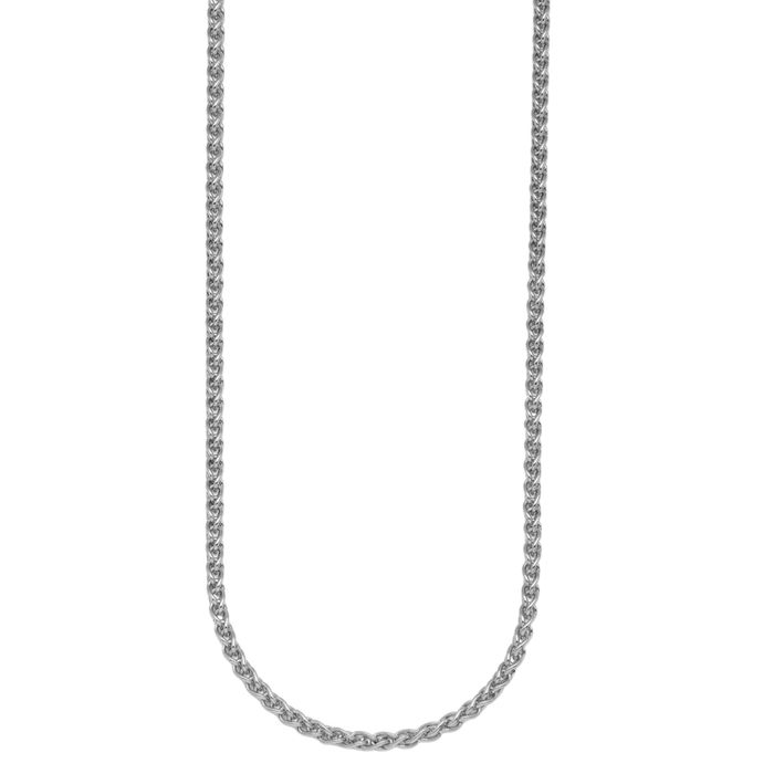 14K Solid White Gold 3.3mm Spiga Wheat Link Chain Necklace