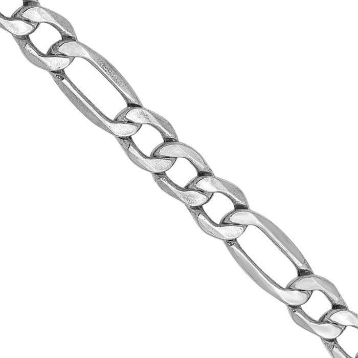 14K Solid White Gold 3.5mm Figaro Link Chain Necklace