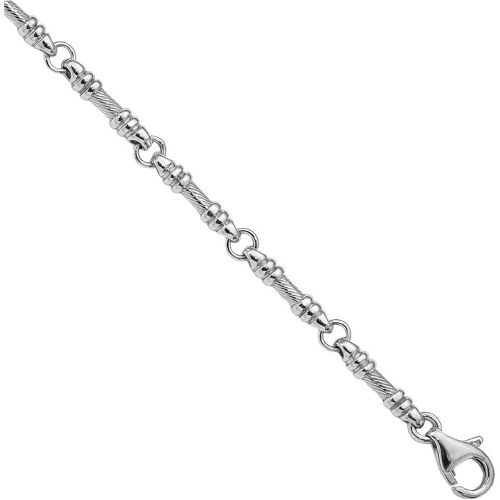 14K Solid White Gold 3.5mm Link Chain Bracelet