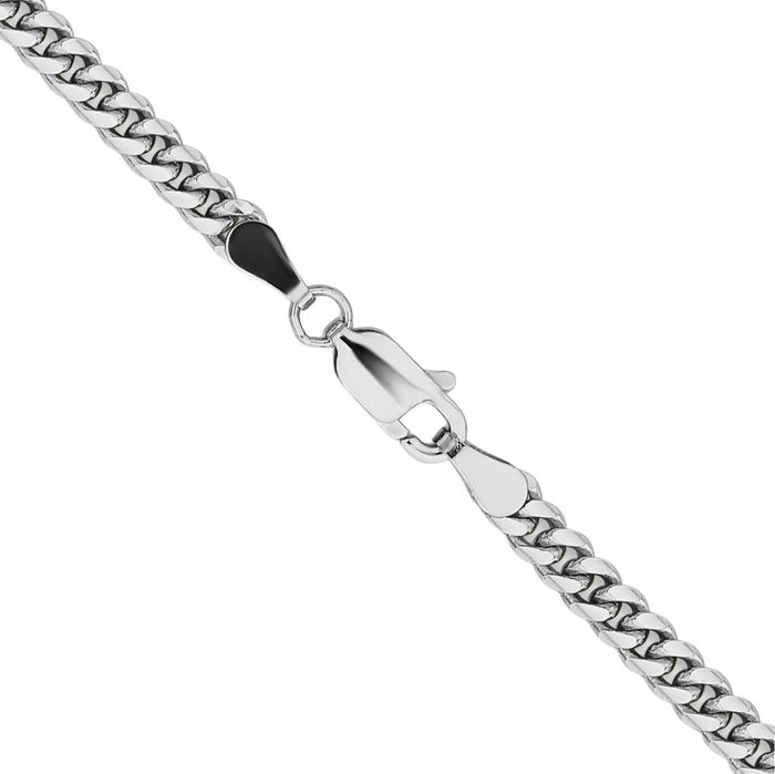 14K Solid White Gold 3.5mm Miami Cuban Curb Link Chain Necklace