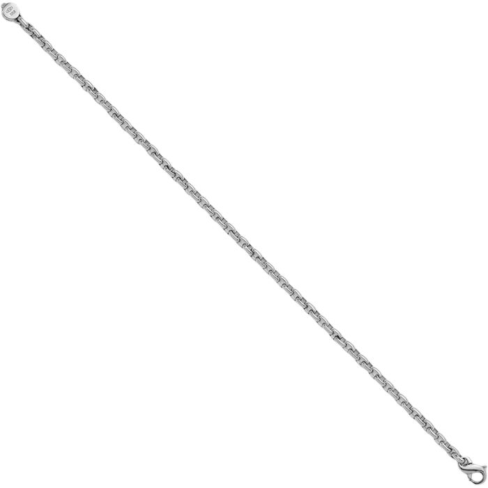 14K Solid White Gold 3.5mm Oval Cable Rolo Link Chain Bracelet