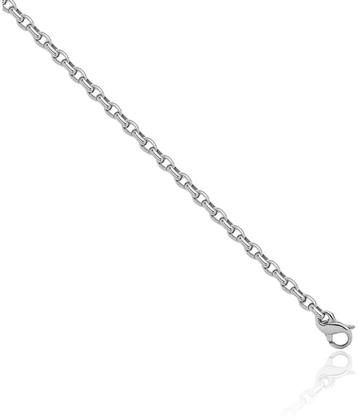 14K Solid White Gold 3.5mm Oval Cable Rolo Link Chain Belcher Necklace