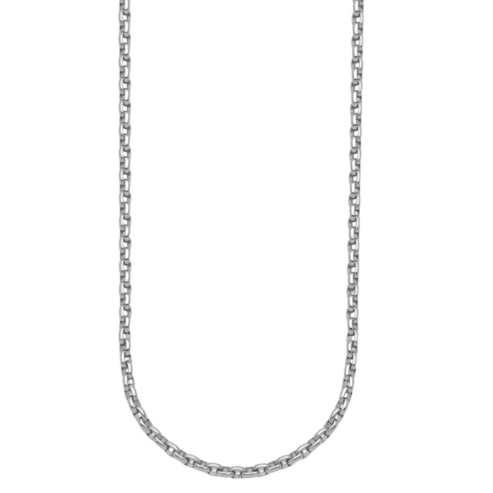 14K Solid White Gold 3.5mm Oval Cable Rolo Link Chain Belcher Necklace