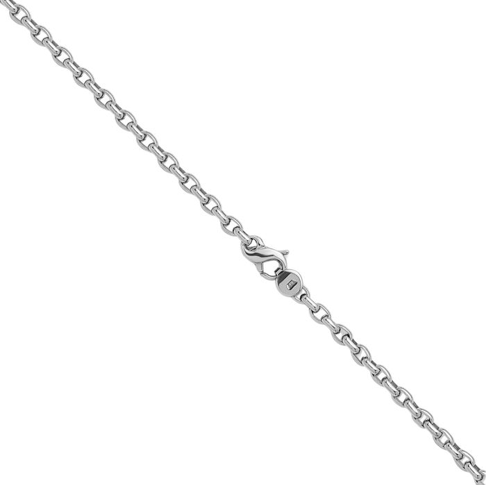 14K Solid White Gold 3.5mm Oval Cable Rolo Link Chain Belcher Necklace