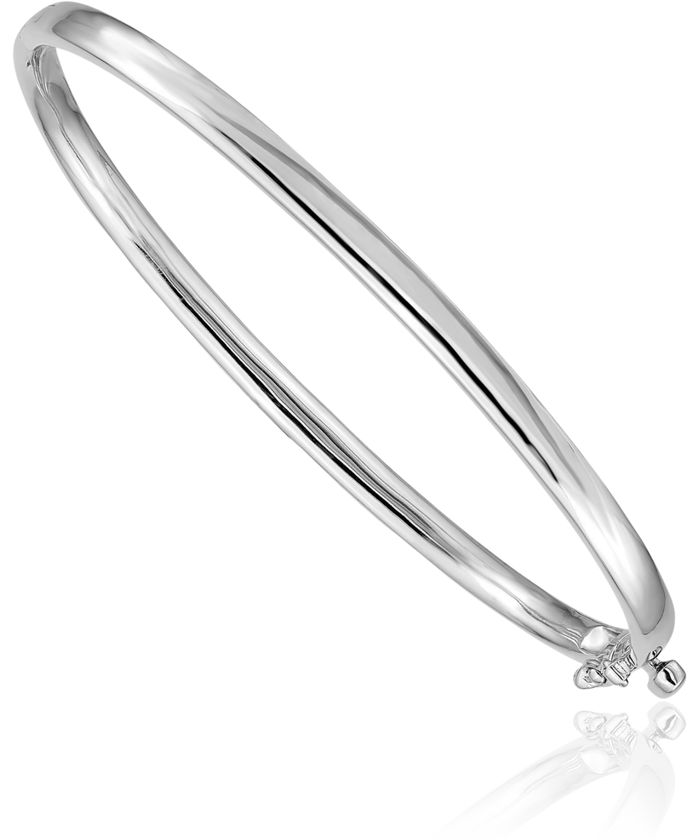 14K Solid White Gold 3.6mm Bangle Bracelet