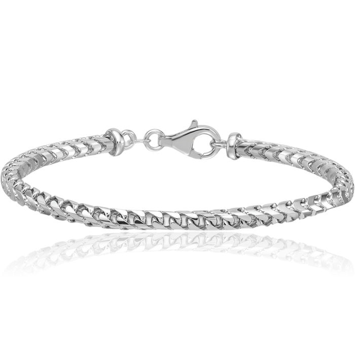 14K Solid White Gold 2.4mm Franco Link Chain Bracelet