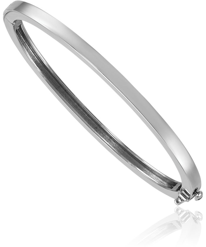 14K Solid White Gold 3.8mm Bangle Bracelet