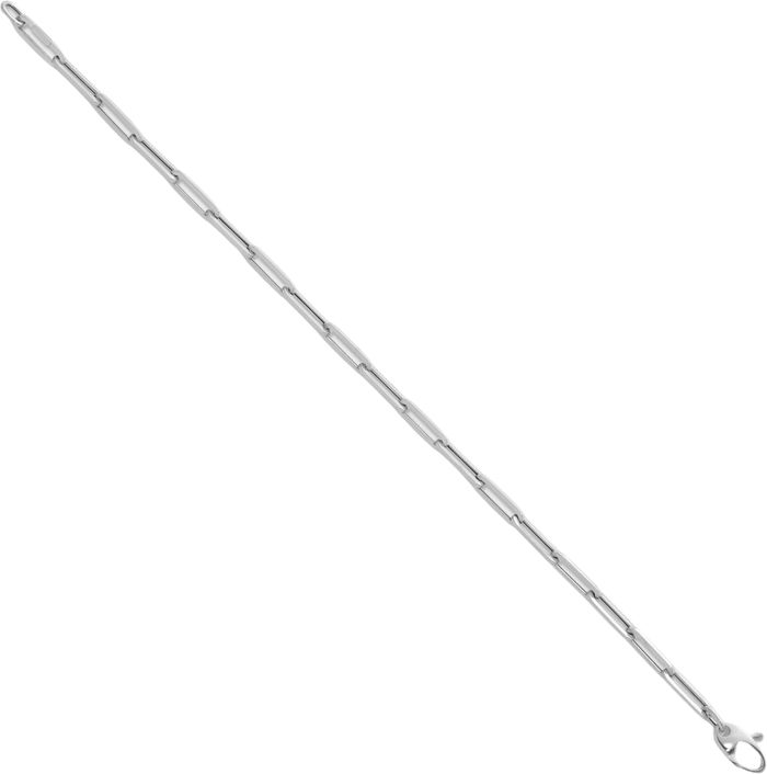 14K Solid White Gold 3.8mm Paperclip Cable Rolo Link Chain Bracelet