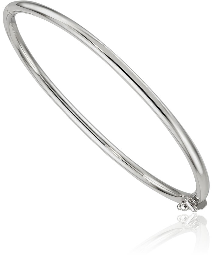 14K Solid White Gold 3mm Bangle Bracelet