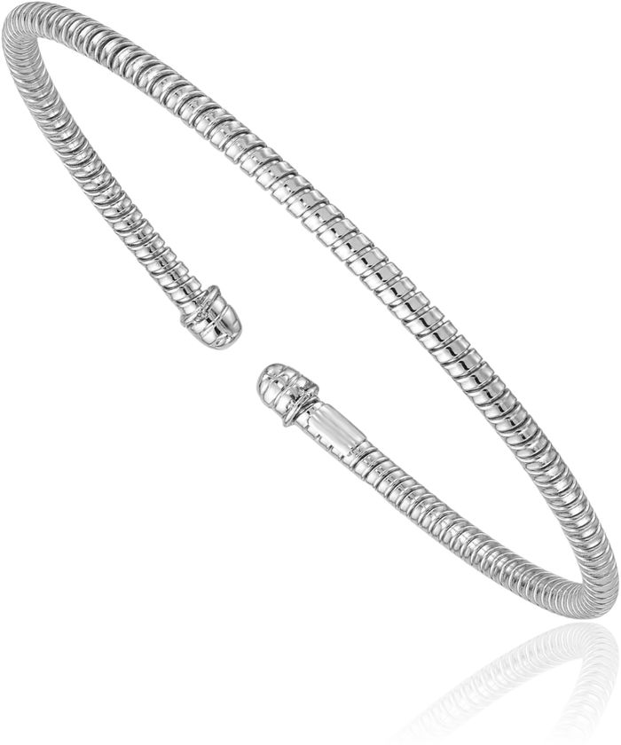 14K Solid White Gold 3mm Cuff Bracelet