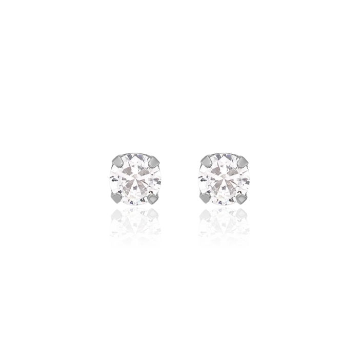 14K Solid White Gold 3mm Cubic Zirconia CZ Long Stud Earrings