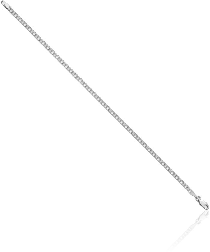 14K Solid White Gold 3mm Double Link Chain Charm Bracelet