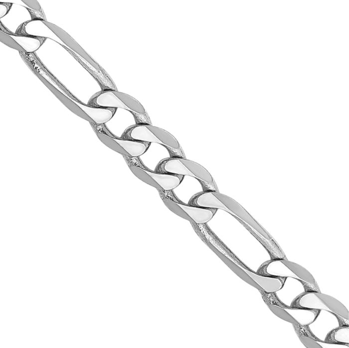 14K Solid White Gold 3mm Figaro Link Chain Necklace