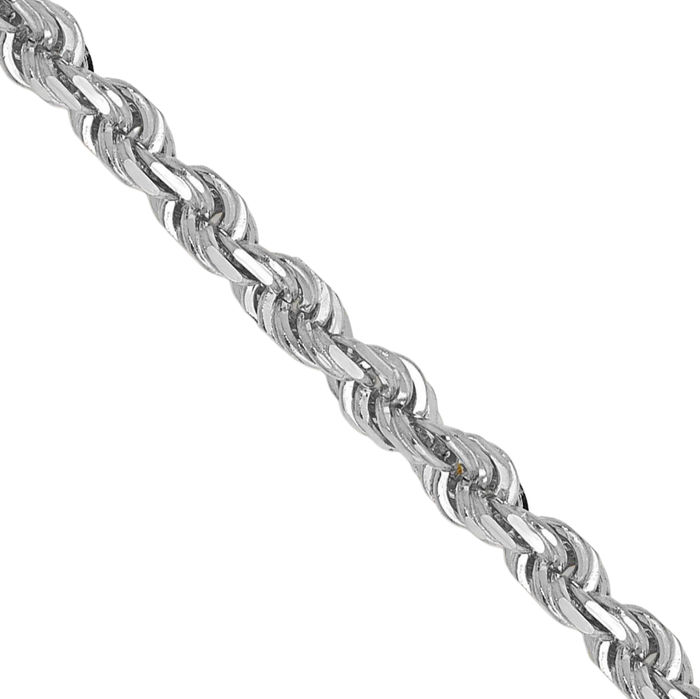 14K Solid White Gold 3mm Quadruple Rope Chain Twisted Link Necklace