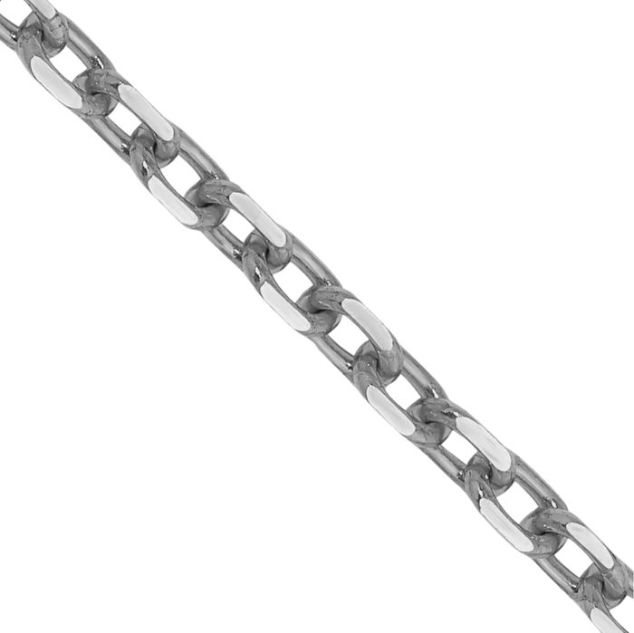 14K Solid White Gold 3mm Round Cable Rolo Link Chain Belcher Necklace