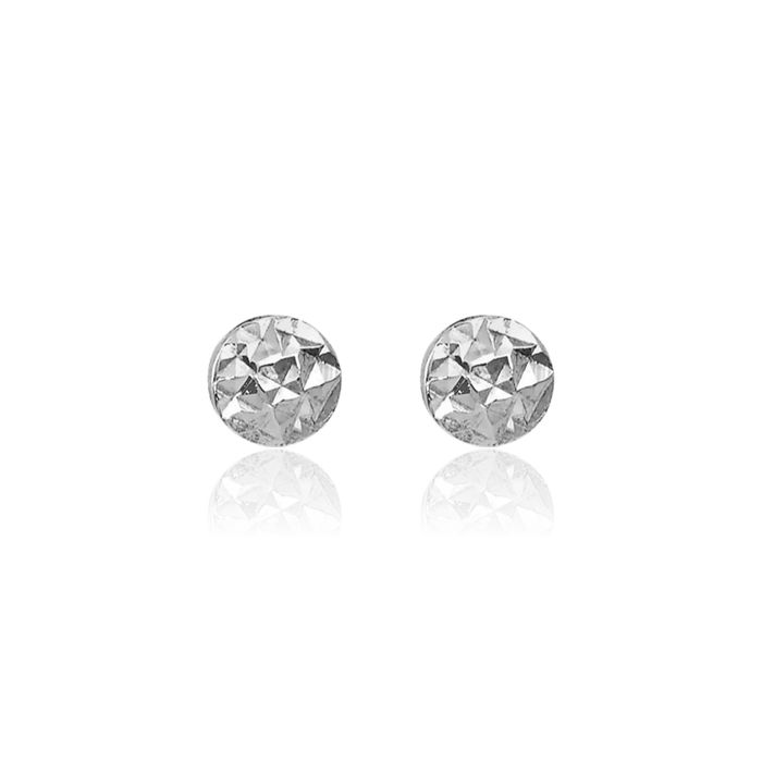 14K Solid White Gold 3mm Circle Round Stud Earrings