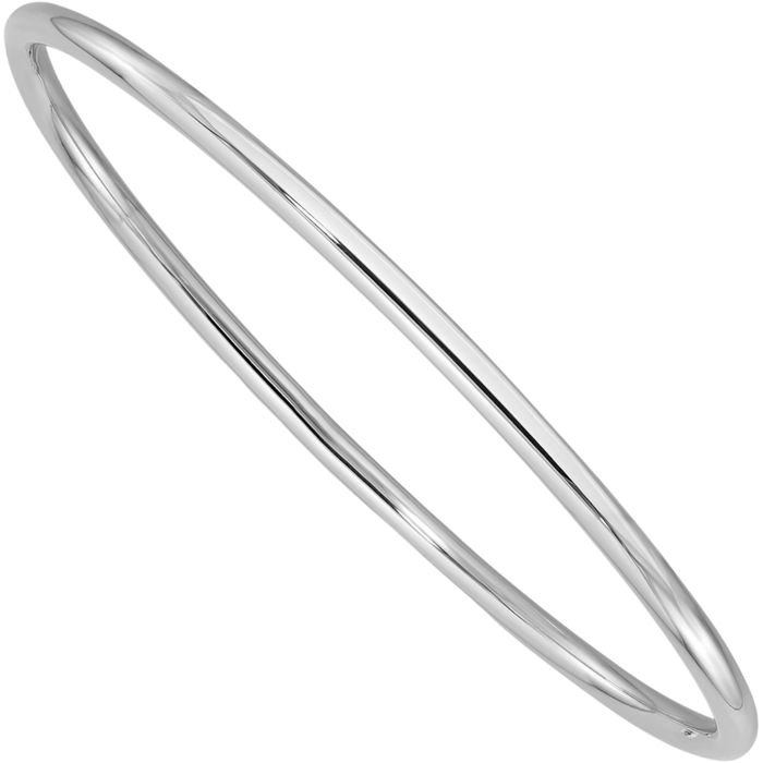 14K Solid White Gold 3mm Slip On Bangle Bracelet