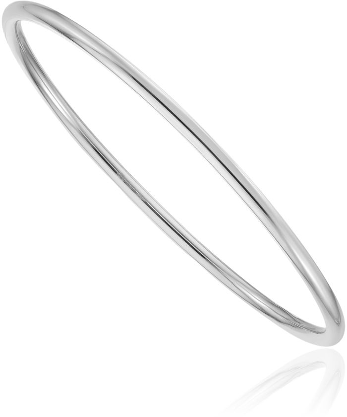 14K Solid White Gold 3mm Slip On Bangle Bracelet