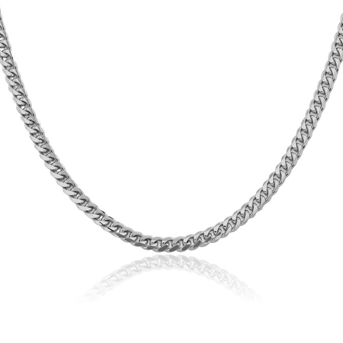 14K Solid White Gold 4.25mm Miami Cuban Curb Link Chain Necklace