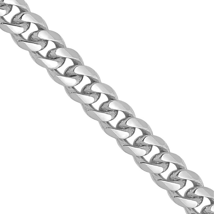 14K Solid White Gold 4.25mm Miami Cuban Curb Link Chain Necklace