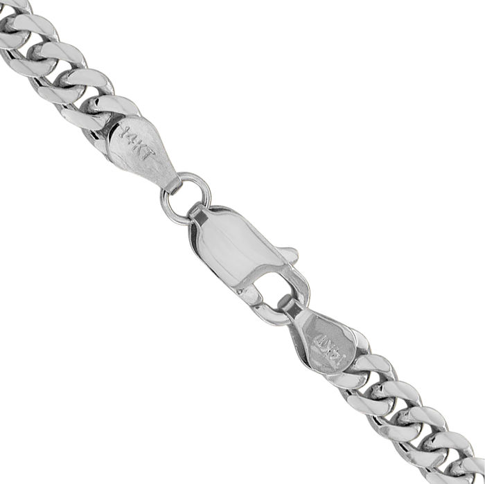 14K Solid White Gold 4.25mm Miami Cuban Curb Link Chain Necklace