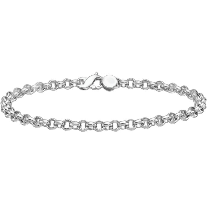 14K Solid White Gold 4.3mm Cable Rolo Link Chain Bracelet