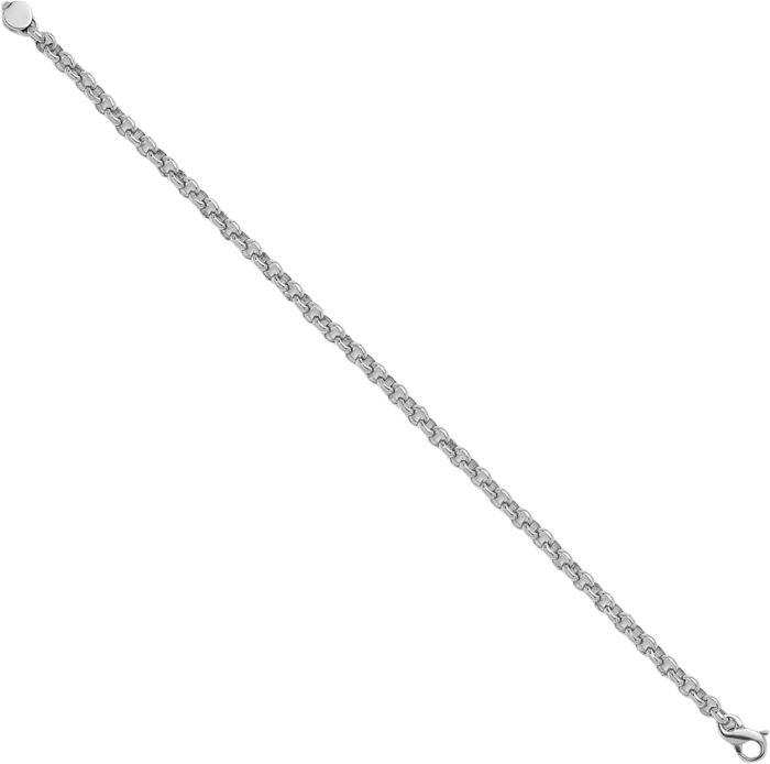 14K Solid White Gold 4.3mm Cable Rolo Link Chain Bracelet