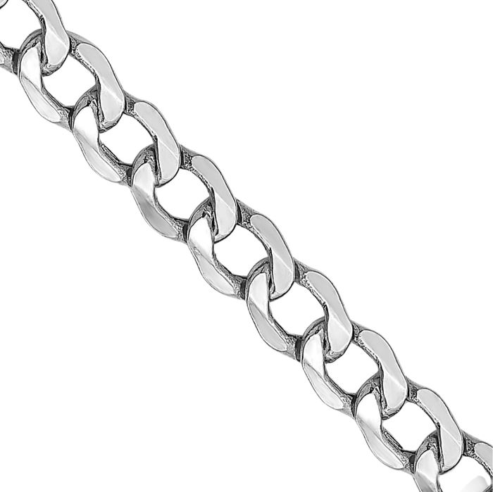 14K Solid White Gold 4.3mm Curb Link Chain Necklace