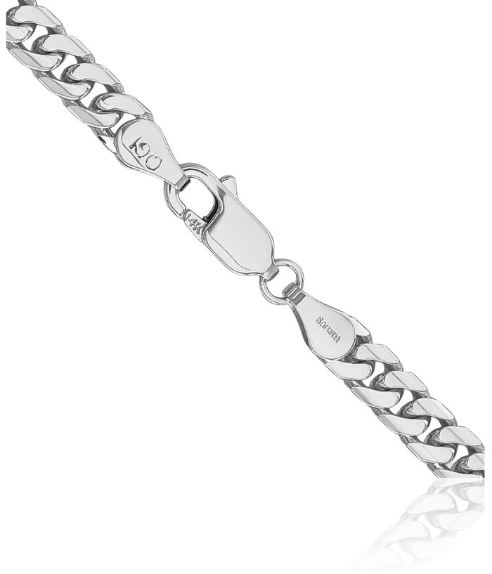 14K Solid White Gold 4.3mm Miami Cuban Curb Link Chain Necklace