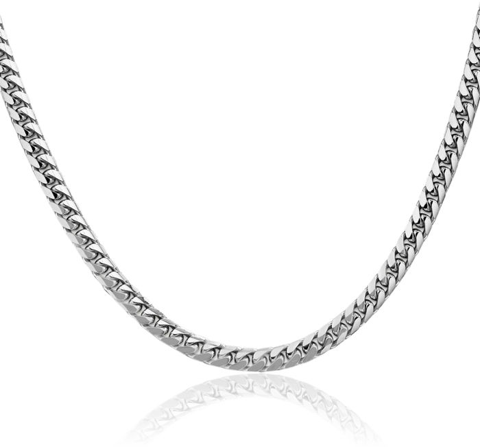 14K Solid White Gold 4.3mm Miami Cuban Curb Link Chain Necklace