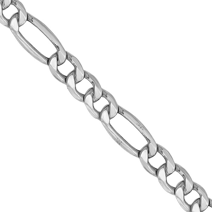 14K Solid White Gold 4.4mm Figaro Link Chain Necklace