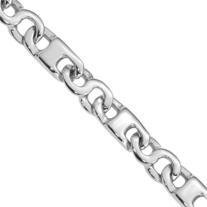 14K Solid White Gold 4.4mm Link Chain Bracelet