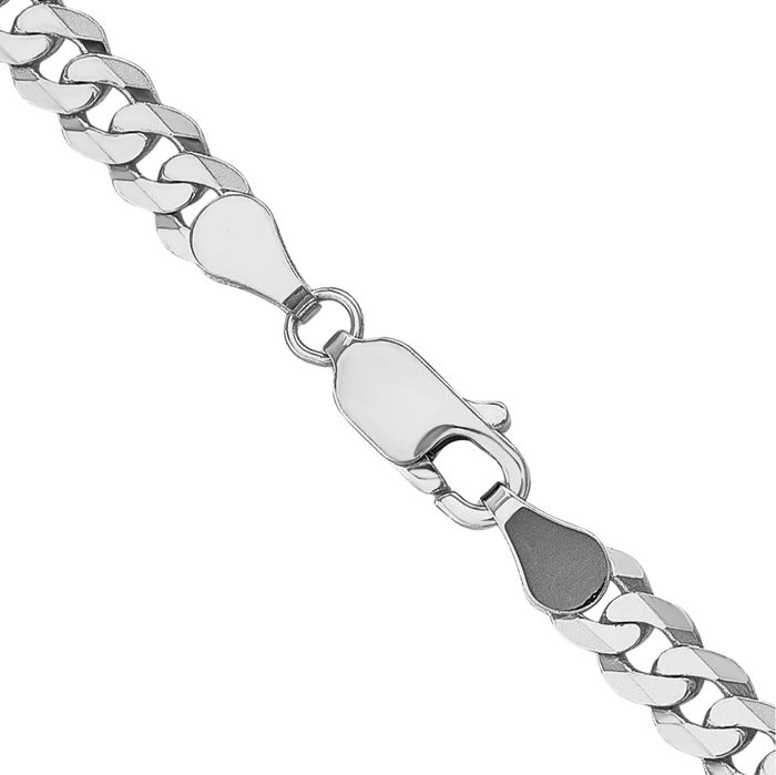 14K Solid White Gold 4.5mm Curb Link Chain Necklace