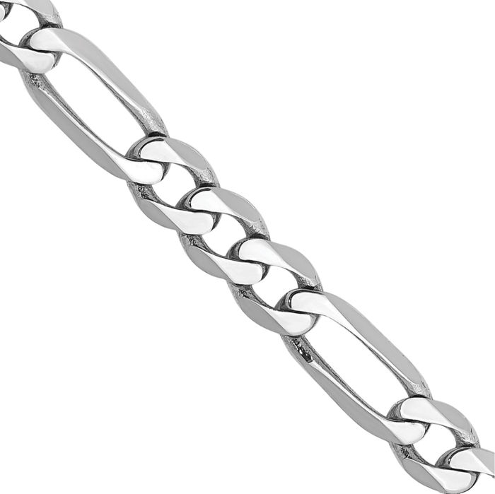 14K Solid White Gold 4.5mm Figaro Link Chain Necklace